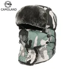 Шапка-бомбер CAMOLAND унисекс, камуфляжная шапка-ушанка для русской шапка охотника, с искусственным мехом, зимняя Лыжная шапка