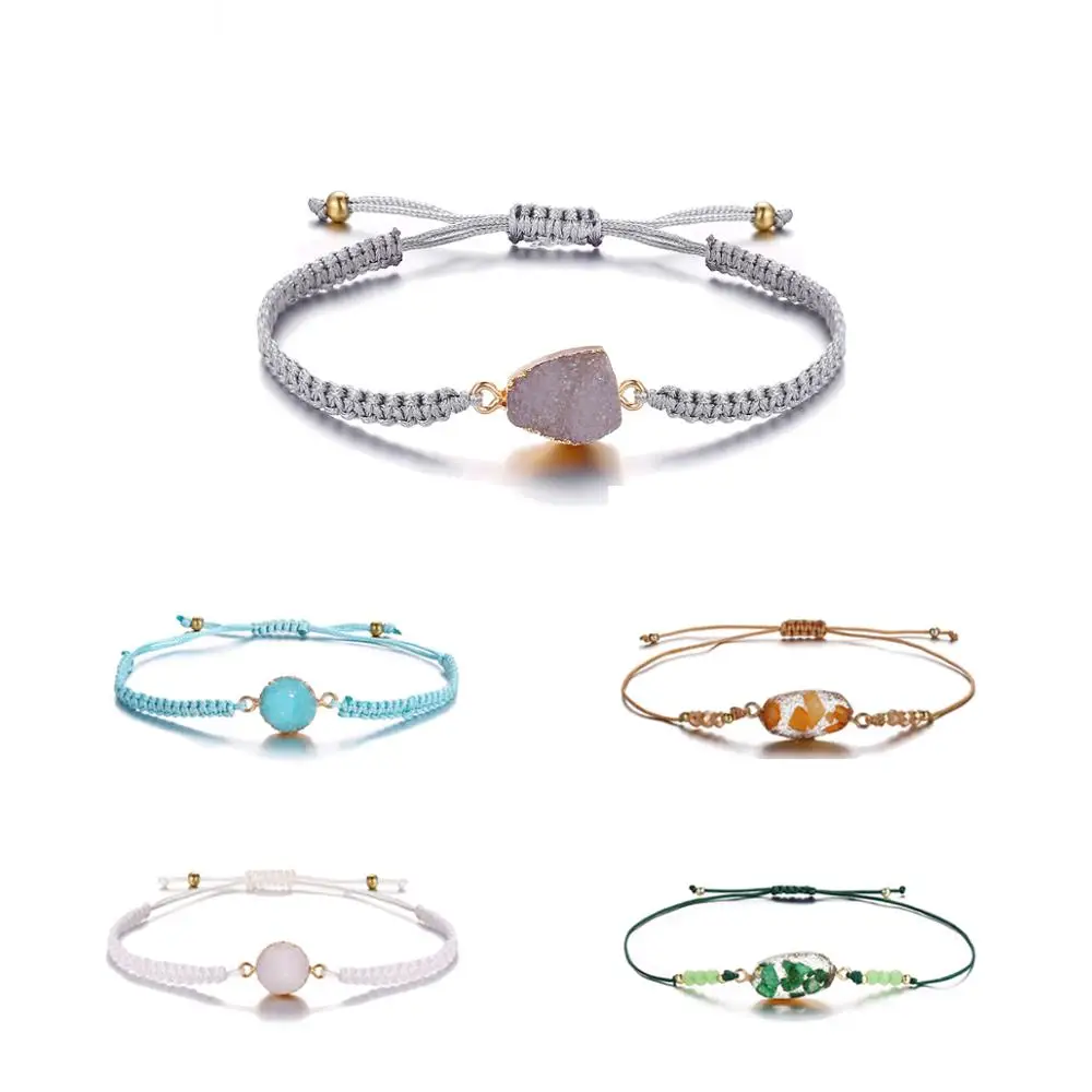 Эмаль Кристалл Камень Бусы Плетеный браслет Регулируемая дружба хлопок