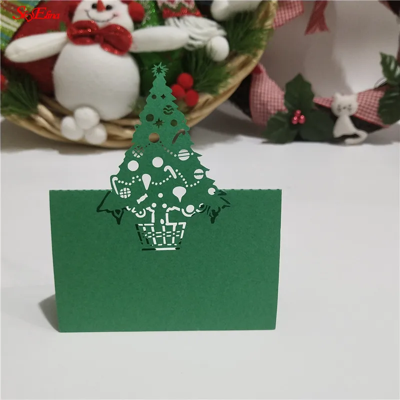 Горячая распродажа 10/50/100 искусственная Лазерная вырезка полая елка форма