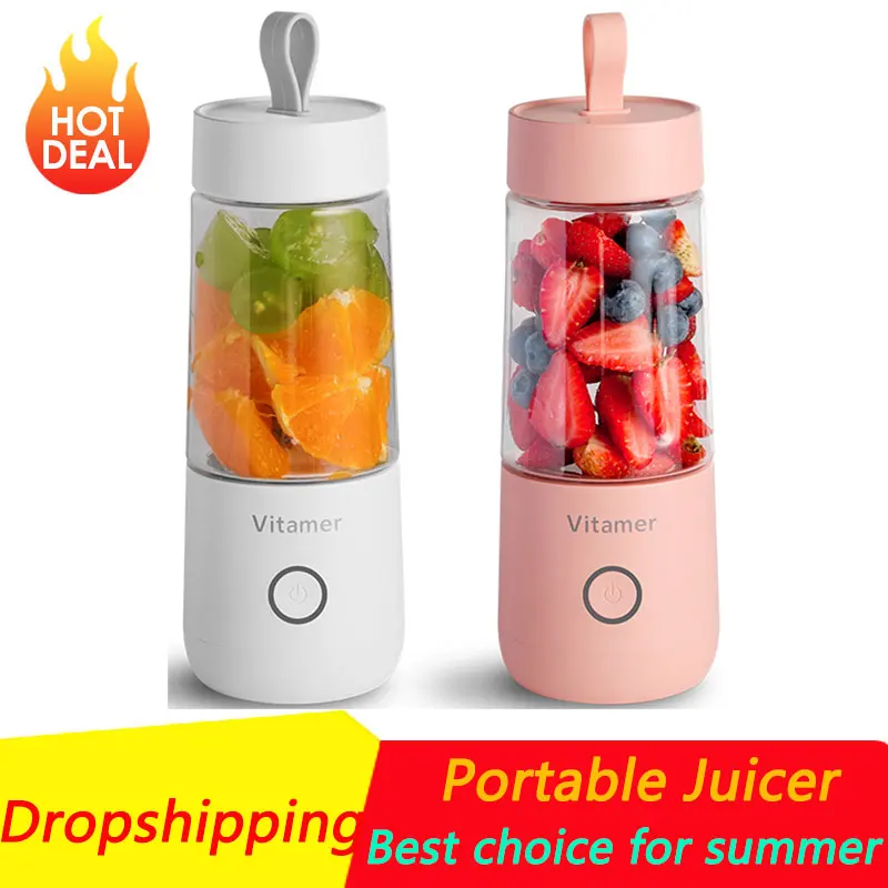 

350ml Portable Juicer Electric USB Rechargeable Smoothie Blender Machine Mixer Mini Juice Maker Fast Food Processor Mobile Mixer