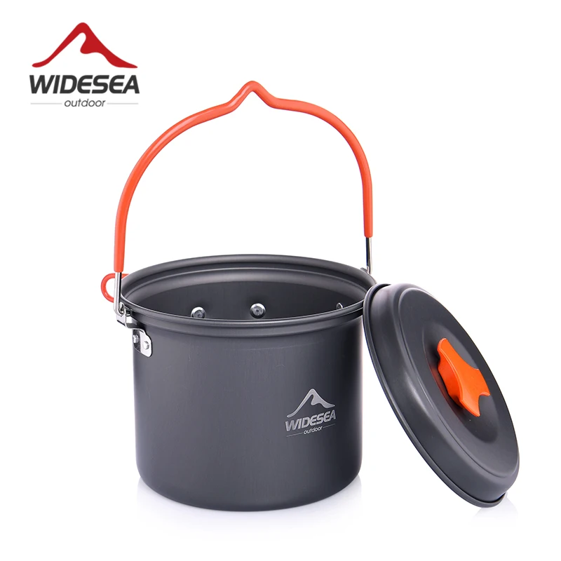 

Widesea Camping Supplies Aluminum Hanging Pot Kitchen For Outdoor Cooking Nonstick Cookware 2~3 Persons For Tourism Hike Picnic