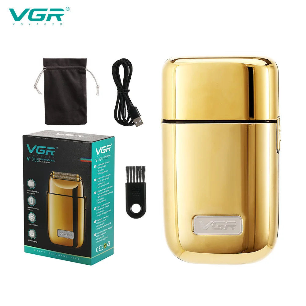 

VGR Razor Electric Golden Shaver Men's Full Metal Beard Precision Trimmer Clipper Body Groomer Rasuradora Electrica Hombre