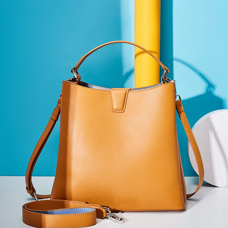 Женская сумка мешок из 100% натуральной кожи с ручками и плечевым ремнём|Сумки