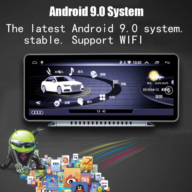 10 25 дюймовый HD экран Android 9 0 Автомобильный GPS навигатор 2 + 32G для Audi A5 2017 2018 радио