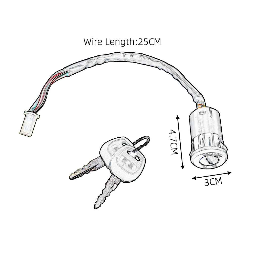

Universal Motorcycle Ignition Switch Lock 4-Wire Female Socket With 2 Key For Moped Scooter Dirt Bike Pocket Bikes Go-Karts ATVs