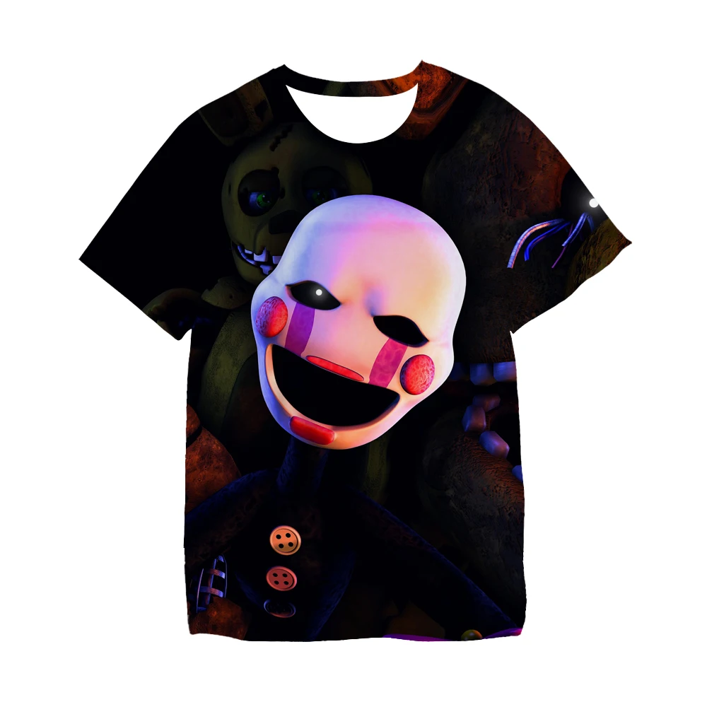 

2022 Summer Boys T Shirt Five Night At Fred-y Shirts Kids Girls Tops Tee Loose Children Clothing Kid's T-shirt Kpop FNAF Clothes