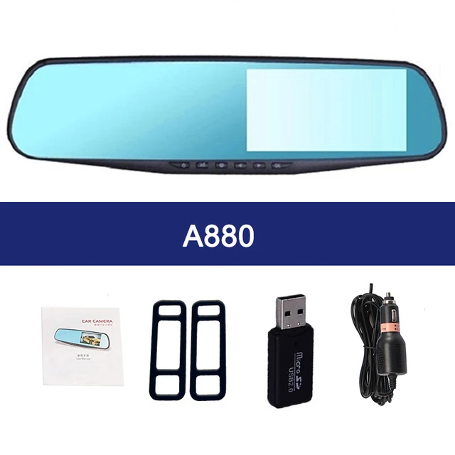 DVR Only Car DVR Dual Lens Car Camera 4.3 Inch Full HD 1080P Video Recorder Rearview Mirror With Rear view DVR Dash cam Auto Registrator - Название цвета: DVR Only