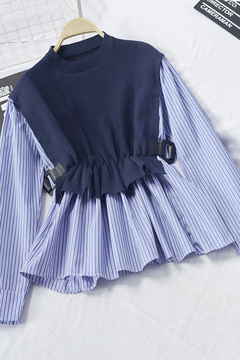 Блузка женская трикотажная в стиле пэчворк | Женская одежда