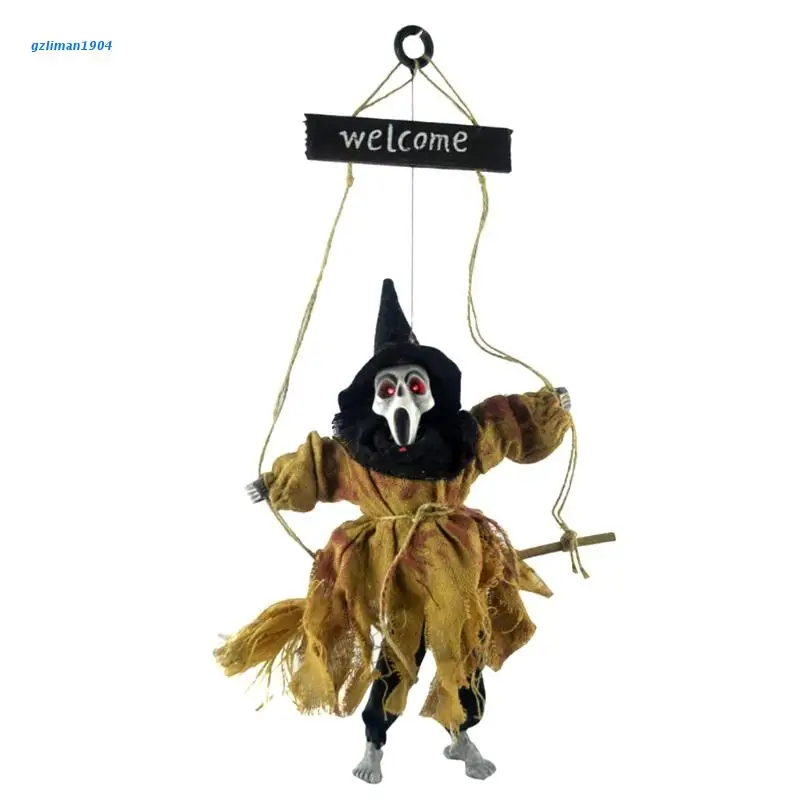 P15D страшный Хэллоуин подвесной скелет призрак с жутким криком светящиеся