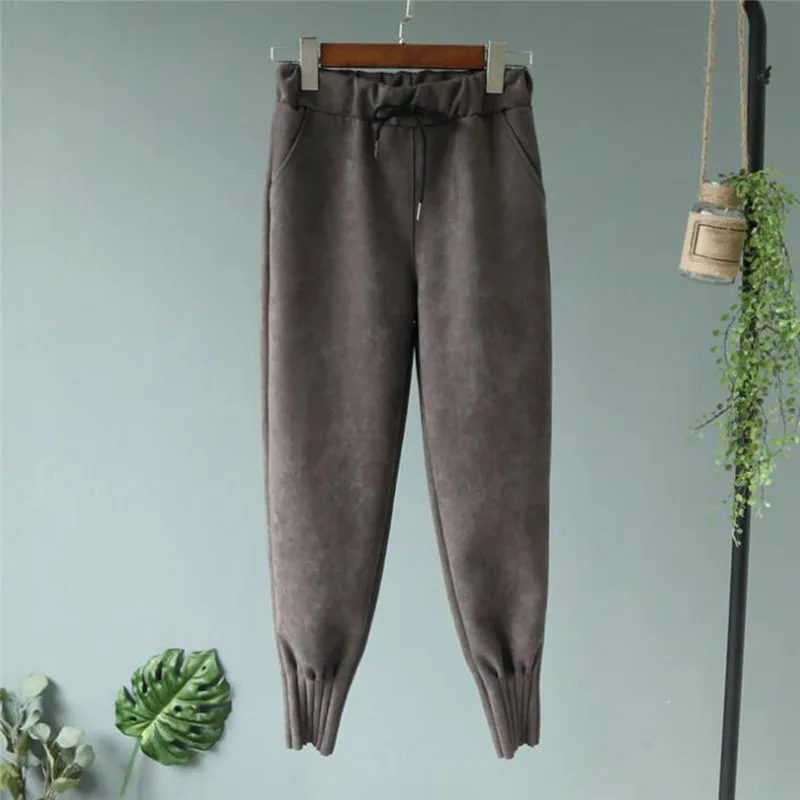 Осенне-зимние штаны Теплый Женский по щиколотку шерстяные штаны-шаровары с