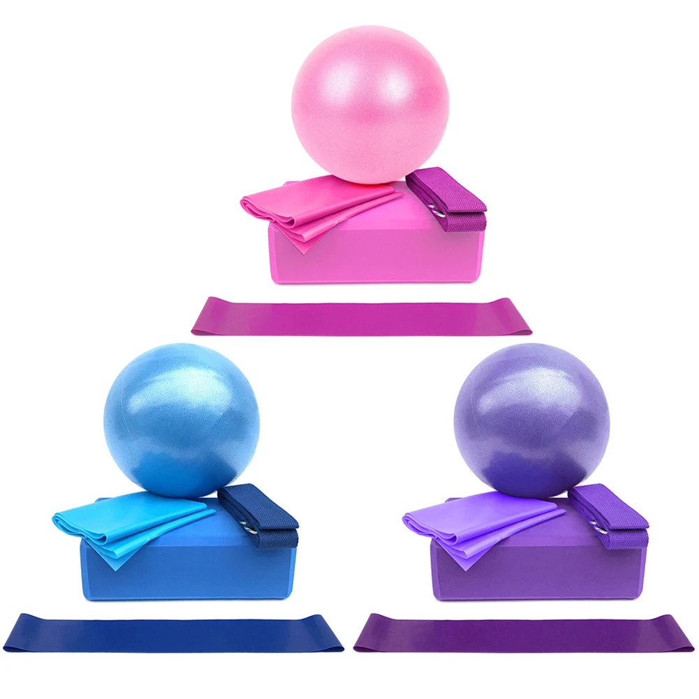 5 шт. набор оборудования для йоги с мячом блоки растягивающийся ремешок