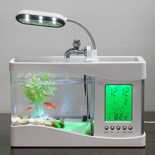 5V 1.5L прозрачная мини Usb светодиодный Золотая рыбка Betta Fish Танк орнамент украшения