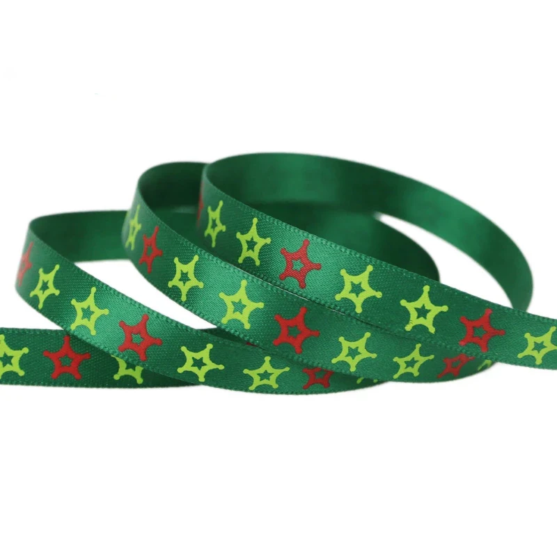 Атласная лента с красным принтом 10 цветов мм | Дом и сад