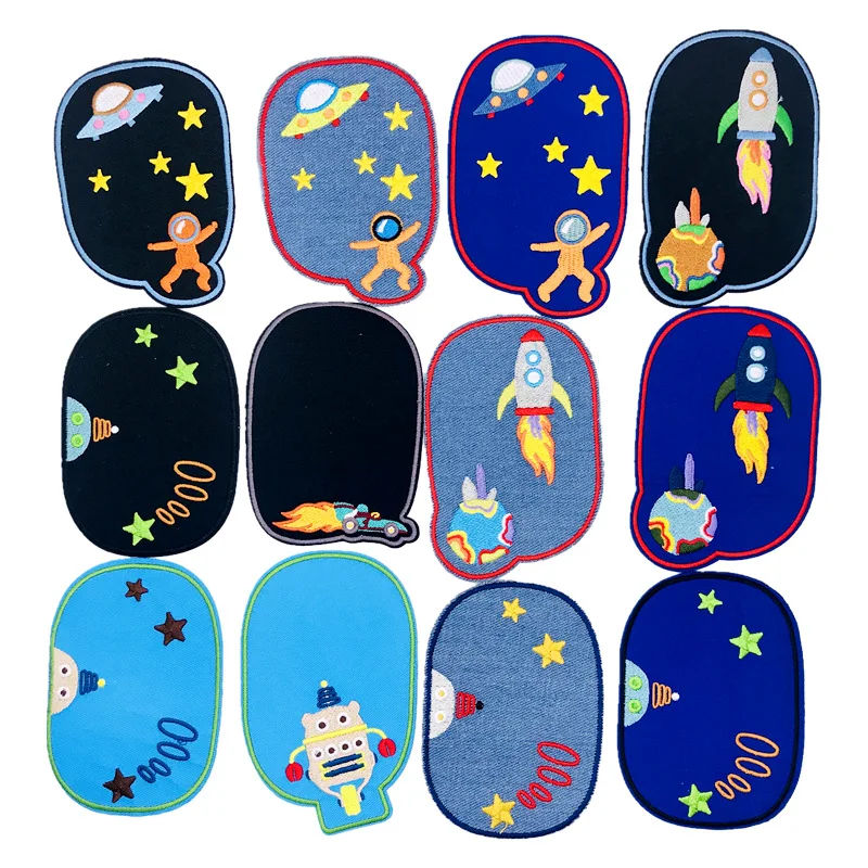 

2Pcs Sewing Accessories Repair Elbow Knee Patches Iron On For Clothing Jeans Stripes Stickers Embroidered Badge Children Velcro