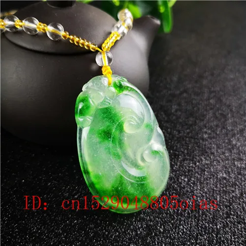 Натуральный изумруд Ruyi зеленый нефрит кулон ожерелье Jadeite ювелирные изделия