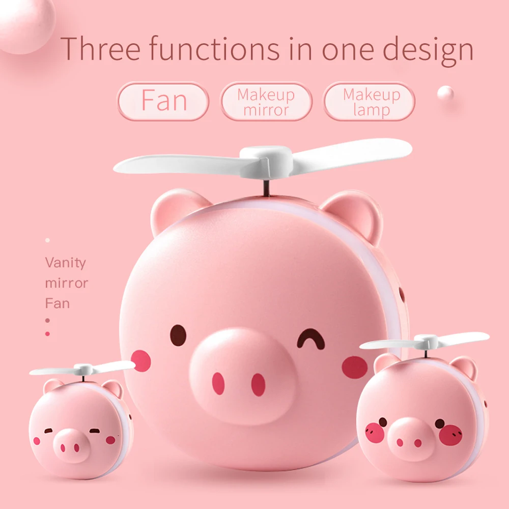 Портативное мини-зеркало для макияжа со светодиодной подсветкой с изображением