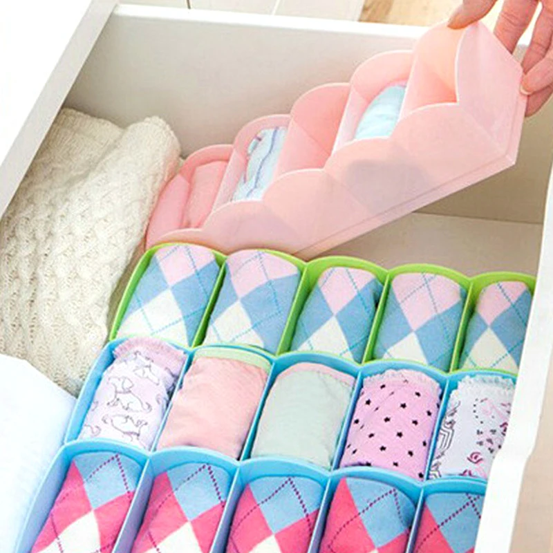 

1Pc Plastic Five Grid Drawer Organizer Socks Underwear Storage Box Multi-function Desktop Jewelry Cosmetics Makeup Storage Box
