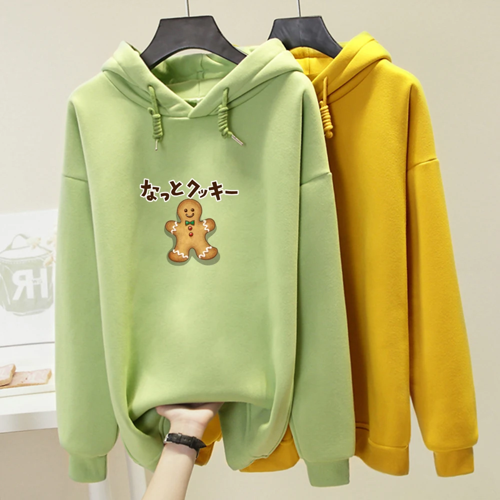 Милые женские толстовки зимний теплый свитшот в стиле Харадзюку с изображением