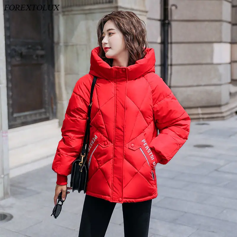 

Hooded Winter Jacket Women Parkas Thick Cotton Padded Female Letters Print Warm Coat Full Sleeve Outwear 2021 New Autumn