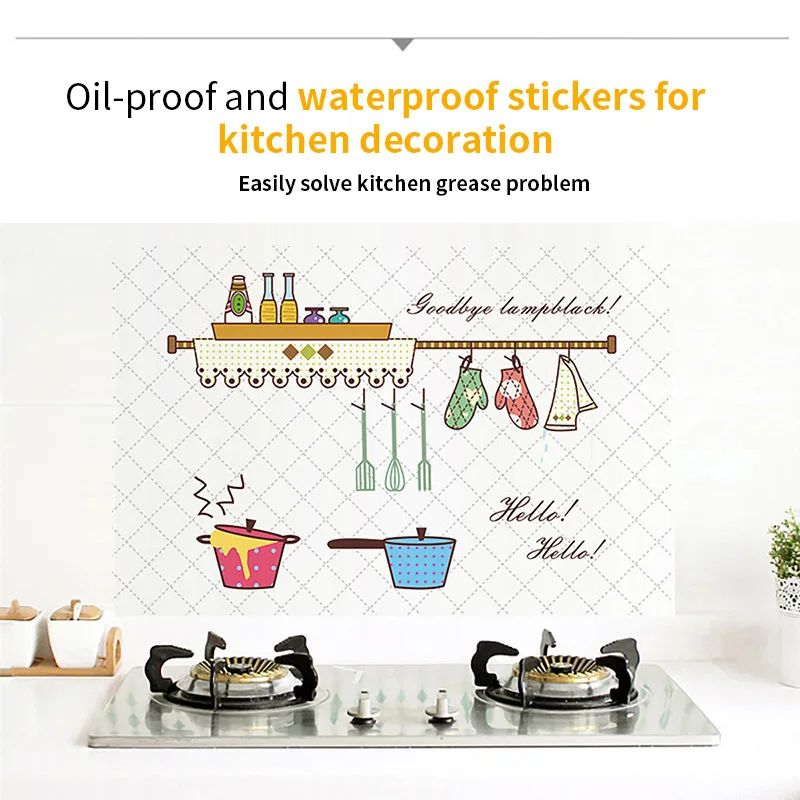 Кухонные маслостойкие настенные наклейки 90*60 см плита высокотемпературная