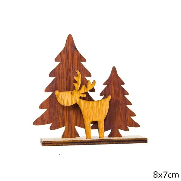 D Small Deer 1 комплект мульти DIY креативные деревянные поделки РОЖДЕСТВЕНСКИЕ Санта/олень деревянные украшения для домашнего стола украшения для рождественской вечеринки - Цвет: D Small Deer