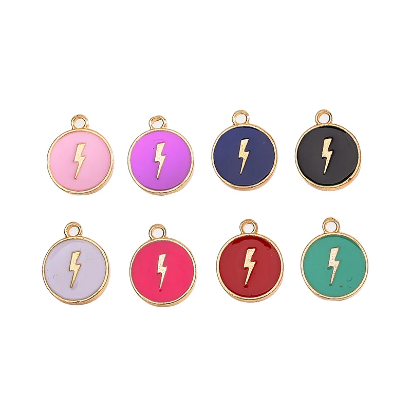 

12Pcs/Lot Fashion Enamel Charm Cute Lightning Gold Pendant for DIY Bracelet Jewelry Making Accessories DIY Earring Findings