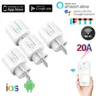 Умная вилка Tuya, Wi-Fi, 20 А, 100-240 в, адаптер, беспроводной пульт дистанционного управления, голосовое управление, монитор питания, таймер, розетка для Google Home, Alexa