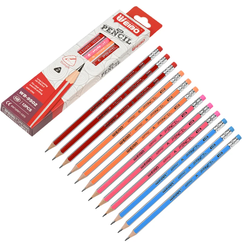 

12pcs/set silver line wooden pencils for school Student writing drawing pencil set sketch Lapices de madera school items