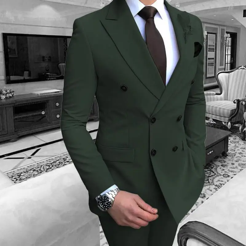 Men Suits Army Green Formal Business Wedding Suits For Men Best Man Blazer Groom Tuxedos Slim Fit Costume Homme Mariage