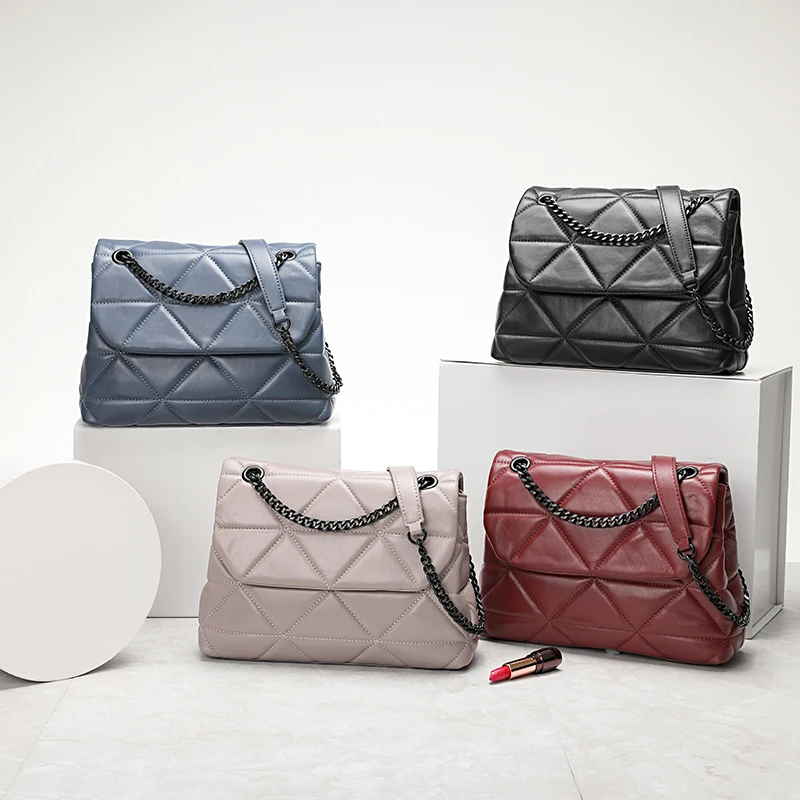 

HPE Sheepskin Genuine Leather Women Convertible Shoulder Bags Fashion Solid Luxury Messenger Bag Designer Female Handbag