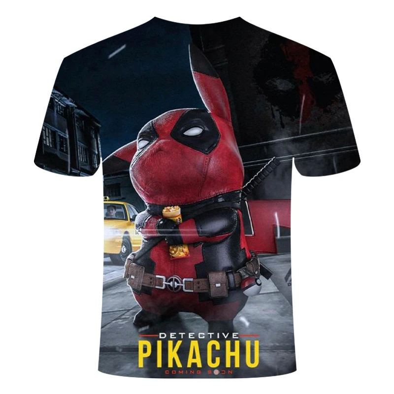 New 3D Movie Detective Pokemon Pikachu T-shirt For Boy/girl Tshirts Fashion Summer Casual Tees Anime Cute Cartoon Clothes