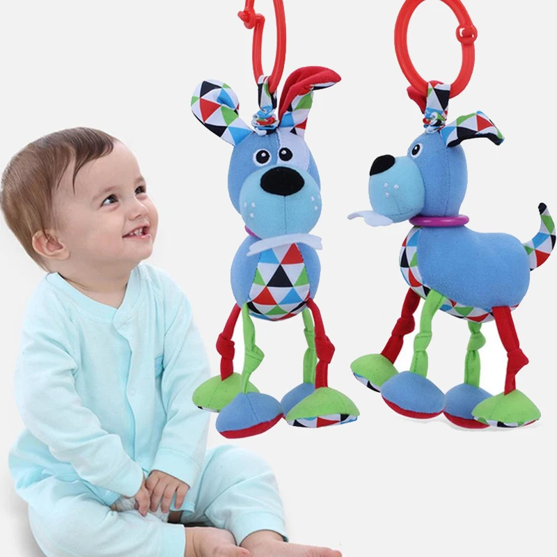 

Cute Infant Baby Crib Bed Hanging Toys Stroller Rattles Educational Plush Cows Parrot Toys with Teether for Children 0-12 Months