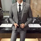 Мужской костюм-тройка, корейские деловые облегающие и красивые комплекты