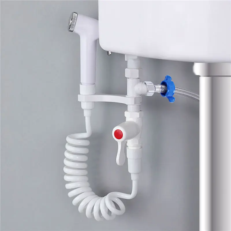 

Cleaning Tool ABS Portable Bidet Sprayer Set Handheld Toilet Bidet Retractable Spring Hose Adapter Free Mounting Bracket Switch