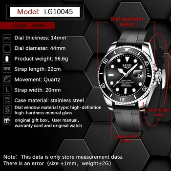 2021 New LIGE Mens Watches Fashion Business Waterproof Quartz Wrist Watch Men Top Brand Luxury Silicone Strap Sport Clock Male Other Image