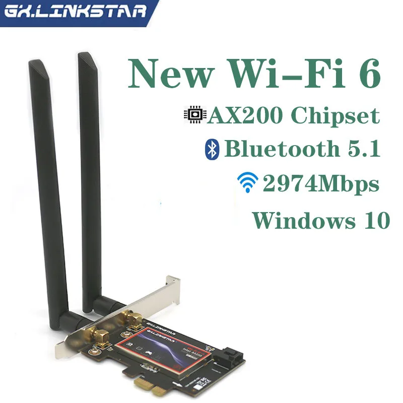 

Двухдиапазонный беспроводной PCIE Wi-Fi адаптер 2974 Мбит/с для Intel AX200 Wi-Fi 6 карт 802.11ac/ax Bluetooth 5,1 2,4G/5 ГГц для Win10