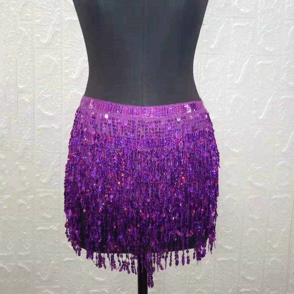 CACARE Shinny Latin Dance Skirt Fringe Dress 13 Choices Adjustable Waist Sequins Tassels Party D0044 | Тематическая одежда и