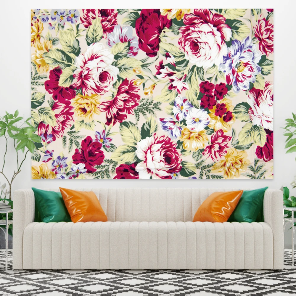 

Laeacco Tapestry Flower Carpet Hanging-Room Home-Decoration-Camping-Tent Sleeping-Pad Dorm Wall Psychedelic