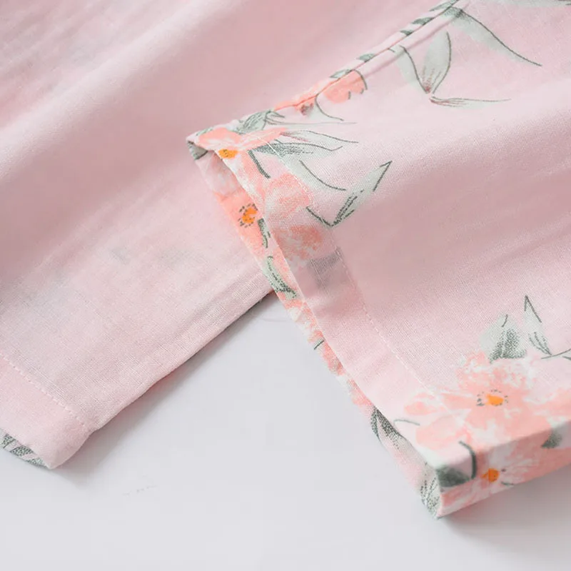 100% Хлопковая женская одежда для сна Домашняя дамы с короткими рукавами кимоно