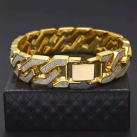 charm bracelet for men women miami curb cuban chain bling rapper big gold chain bracelets for mens jewelry gifts wholesale bulk
