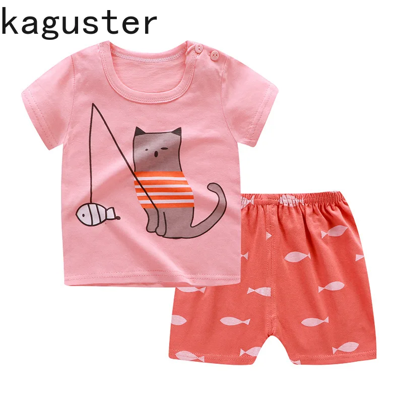 Одежда для маленьких мальчиков наряды девочек детские летние комплекты футболка