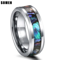 somen mens 8mm abalone shell ring wedding ring boyfriend gift size 6 12 beveled tungsten wedding rings comfort fit size 7 to 12
