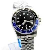 40mm black dial luminous date gmt automatic mens watch mechanical clock jubilee strap