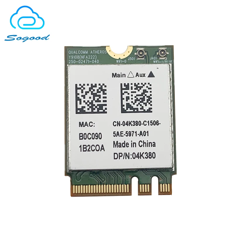 WLAN-карта Atheros QCNFA222 AR5BWB222 802.11a/b/g/n 300M 2 4/5 ГГц NGFF Bluetooth 4 0 WIFI для Dell Toshiba Sony Acer DP/N 04K380 |