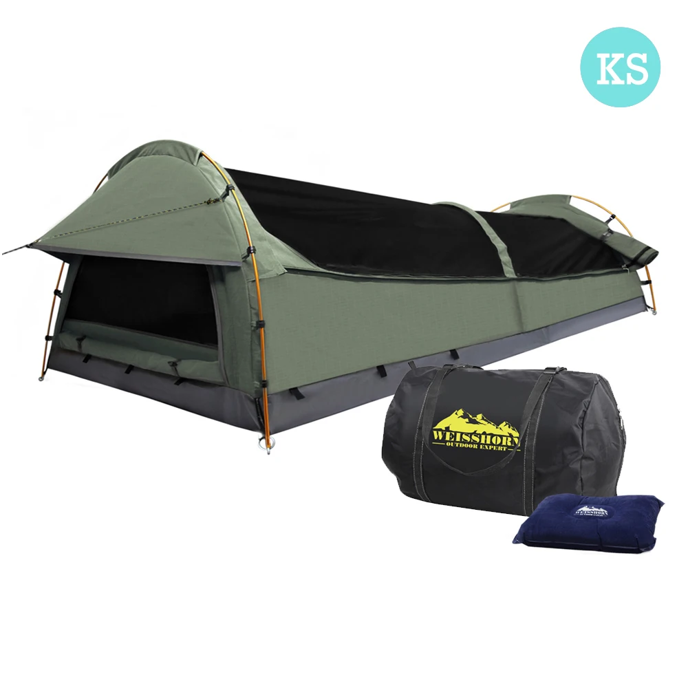 Weisshorn King Single Swag Camping Canvas Tent-Celadon SWAG-SIN-GS-CE Lightweight UV Resistant Waterproof AU | Мебель