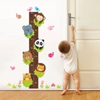 Мультяшные животные, Лев, обезьяна, тигр, панда, измерение высоты, настенные наклейки для детских комнат, диаграмма роста, домашний декор, настенные художественные поделки, постер