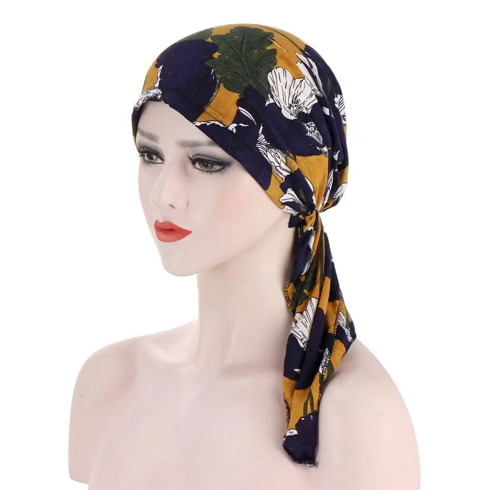 Женский головной убор с длинным хвостом, мусульманский головной убор, головной убор с принтом, внутренний хиджаб, готовый к ношению, женский...