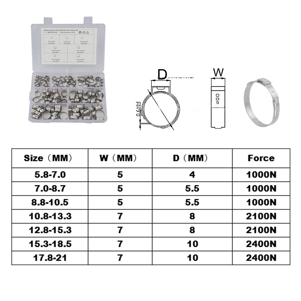 

Single Ear Hoses Clamp Stepless Cinch Rings Stainless Steel Pincers Kits for Elements Personal Car Part Ornaments