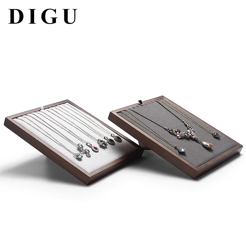 High-end Walnut Pendant Necklace Display Stand Jewelry Shelf Vertical Storage Jewelry Display Props Spot Wholesale