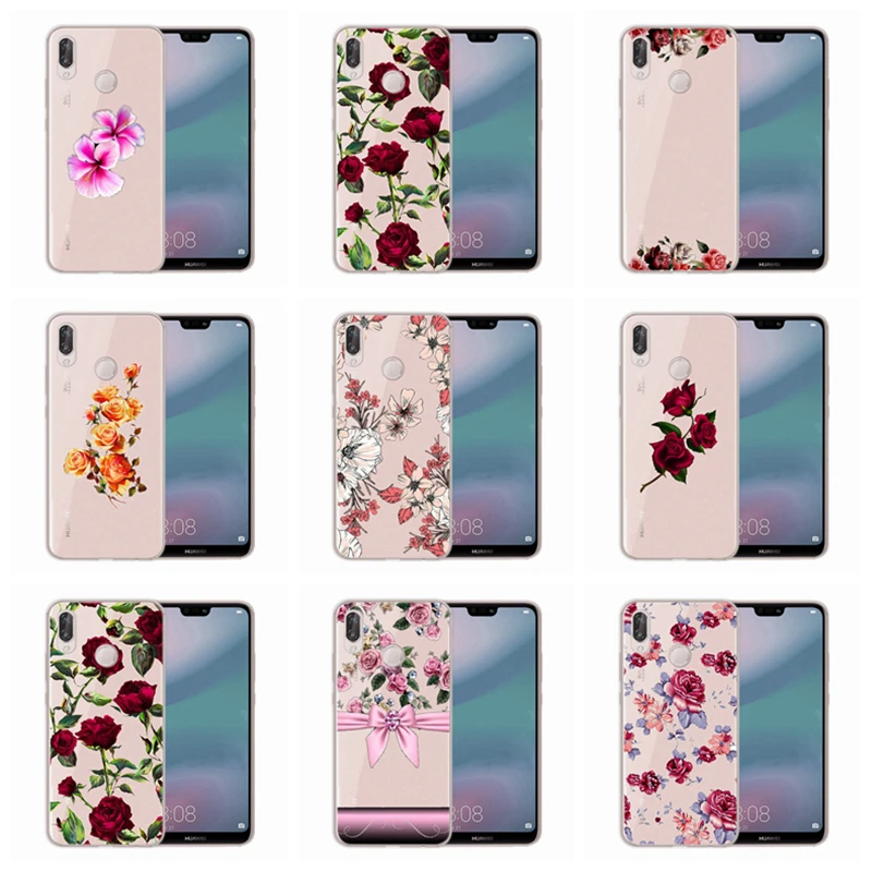 Мягкий чехол для huawei Honor 7A 8A 8X 8C 9 10 mate 20 P Smart P10 Lite Nova 3 TPU крышка с флорой D617 |